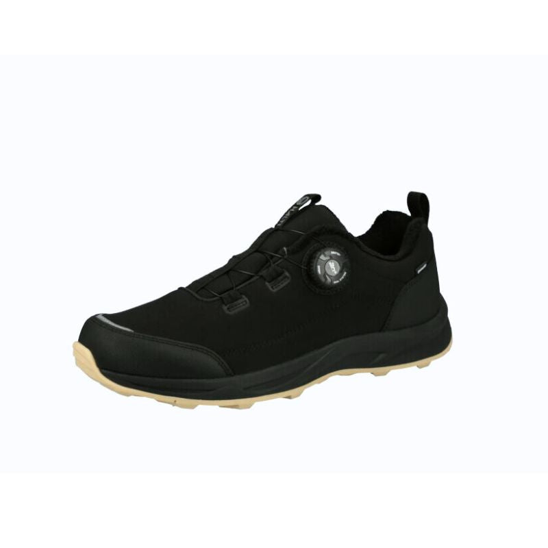The Halti Yukon Low DrymaxX Freelock Spike Shoe in black with beige sole is shown against a white background.