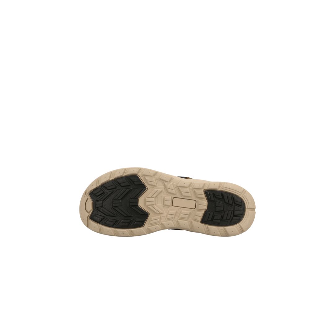 The Halti Sora Sandal features a beige sole with black tread and an ergonomic footbed, shown on a white background.