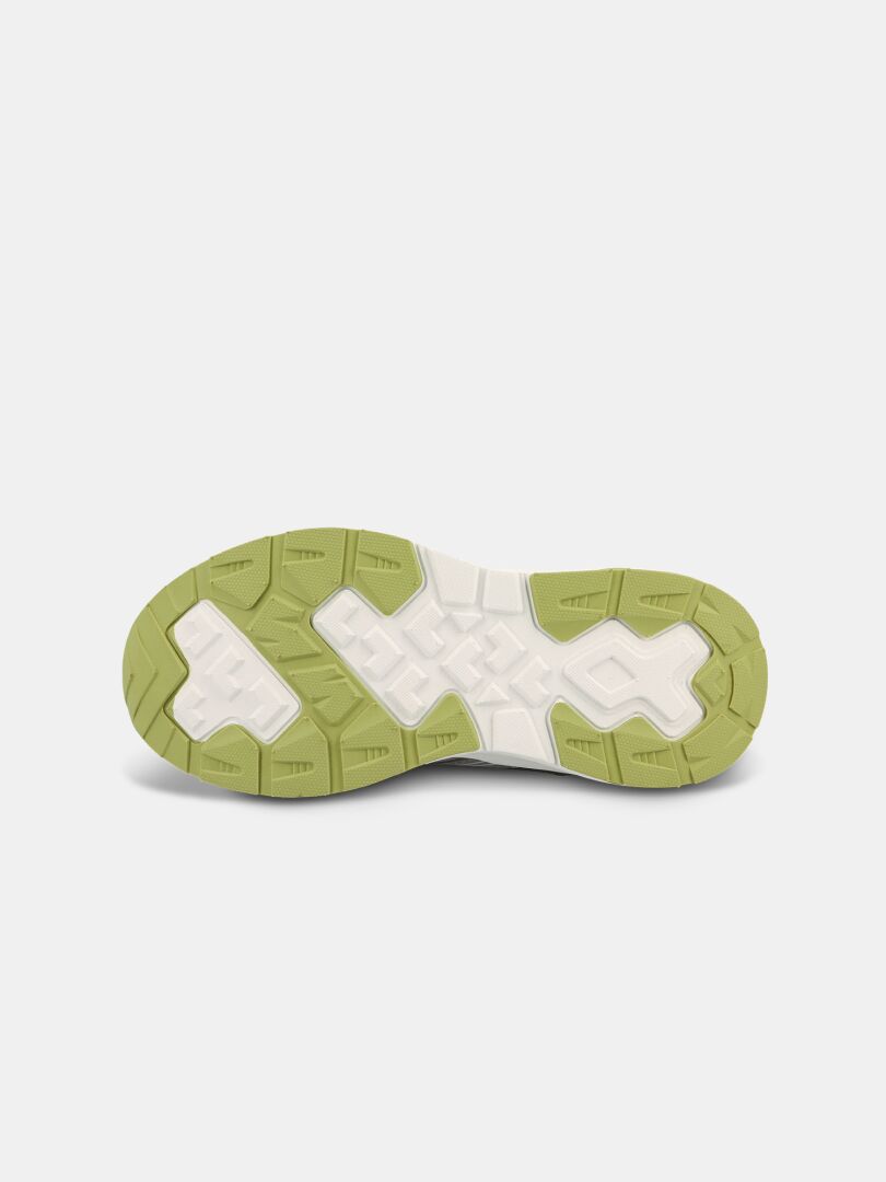 Bottom view of Halti Zuma 2 DX Sneaker Children's sole with green and white tread on a light gray background.
