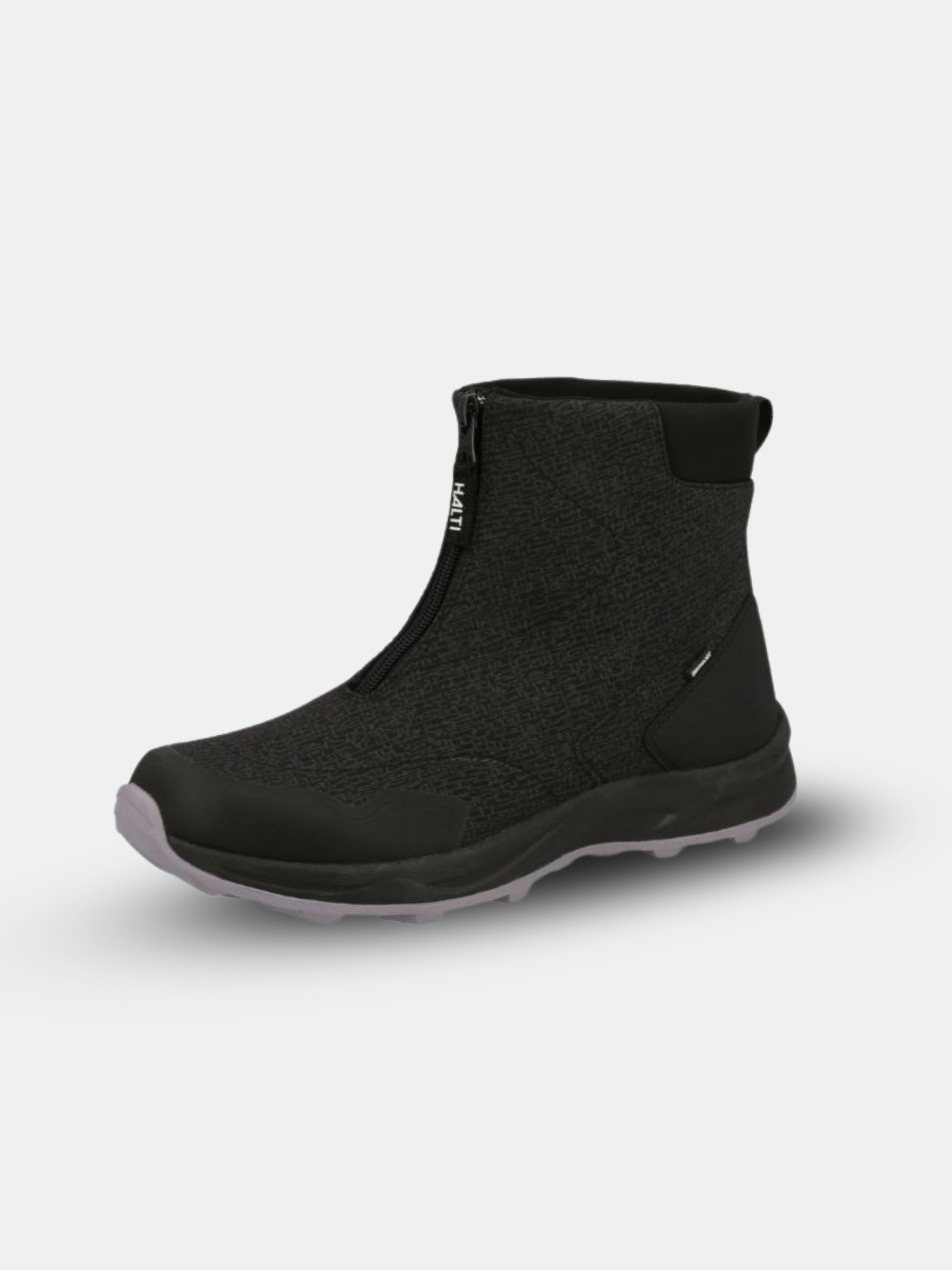 Halti Nanook Mid 2 DrymaxX Spike Shoe Women's: black waterproof ankleboot with textured upper, light gray sole.