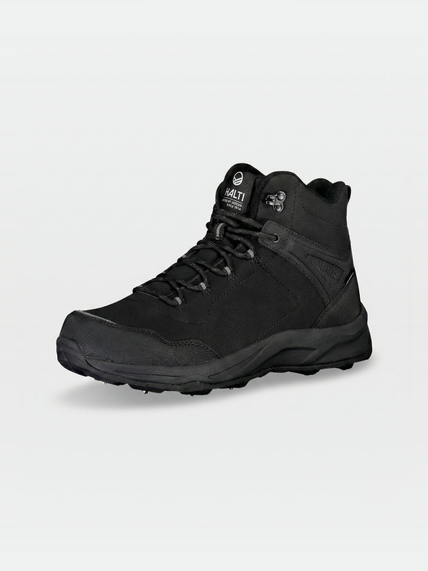 Halti Lynx Mid 2 DX Spike Shoe Men's: black waterproof boot with recycled polyester and lace-up closure.