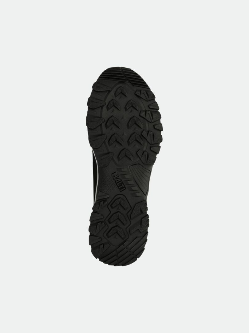 Rugged black sole of Halti Tornio 2 DX Winterboot, seen on insulated leather boots with Thinsulate.