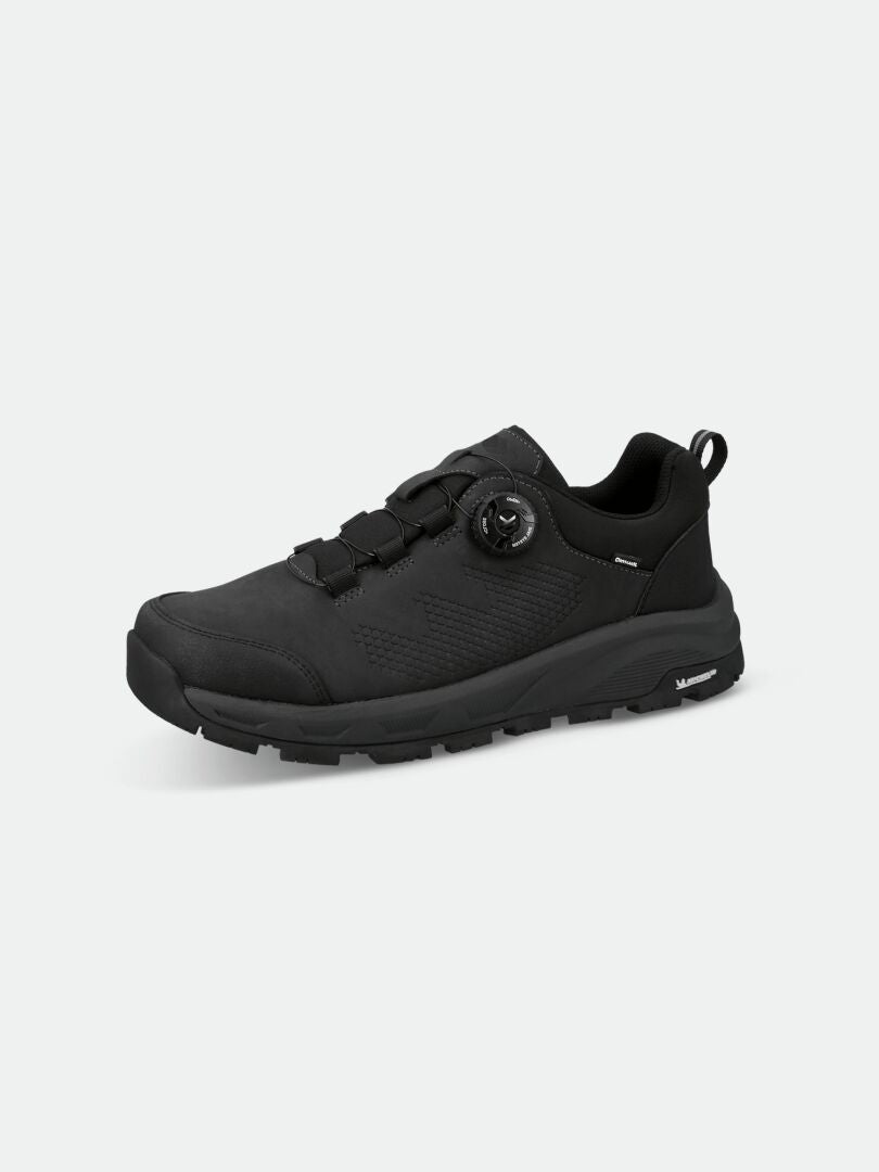 The Halti Buli Low 2 DX Freelock Friction Shoe is a black mesh athletic shoe with a dial lacing and Michelin grip.