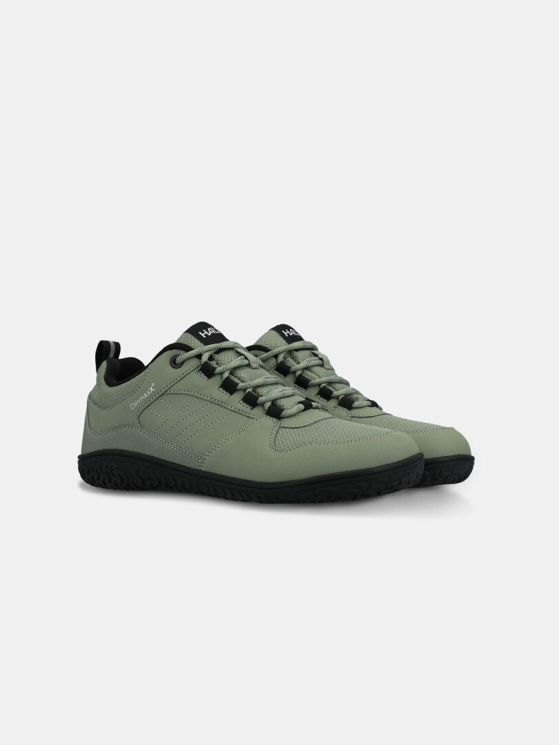 Halti Tuntuma DX Barefoot Shoe Women's: Sage green, black soles/laces, crafted for a natural feel.