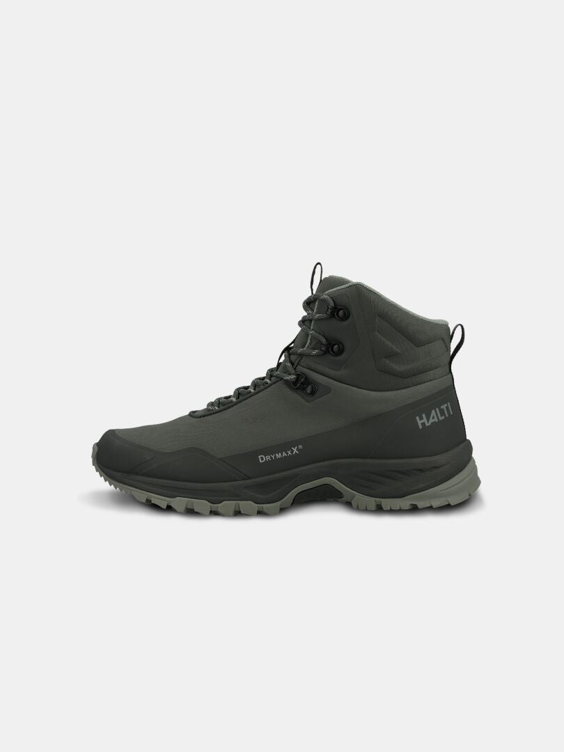 Men’s Halti Fara Mid 4 DX outdoor shoe, mid-cut with rugged trail sole, side view on plain background.