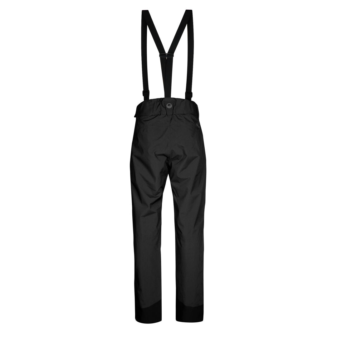 Halti Carvey DrymaxX® Womens Ski Pants in black with suspenders, shown from the back on a white background.