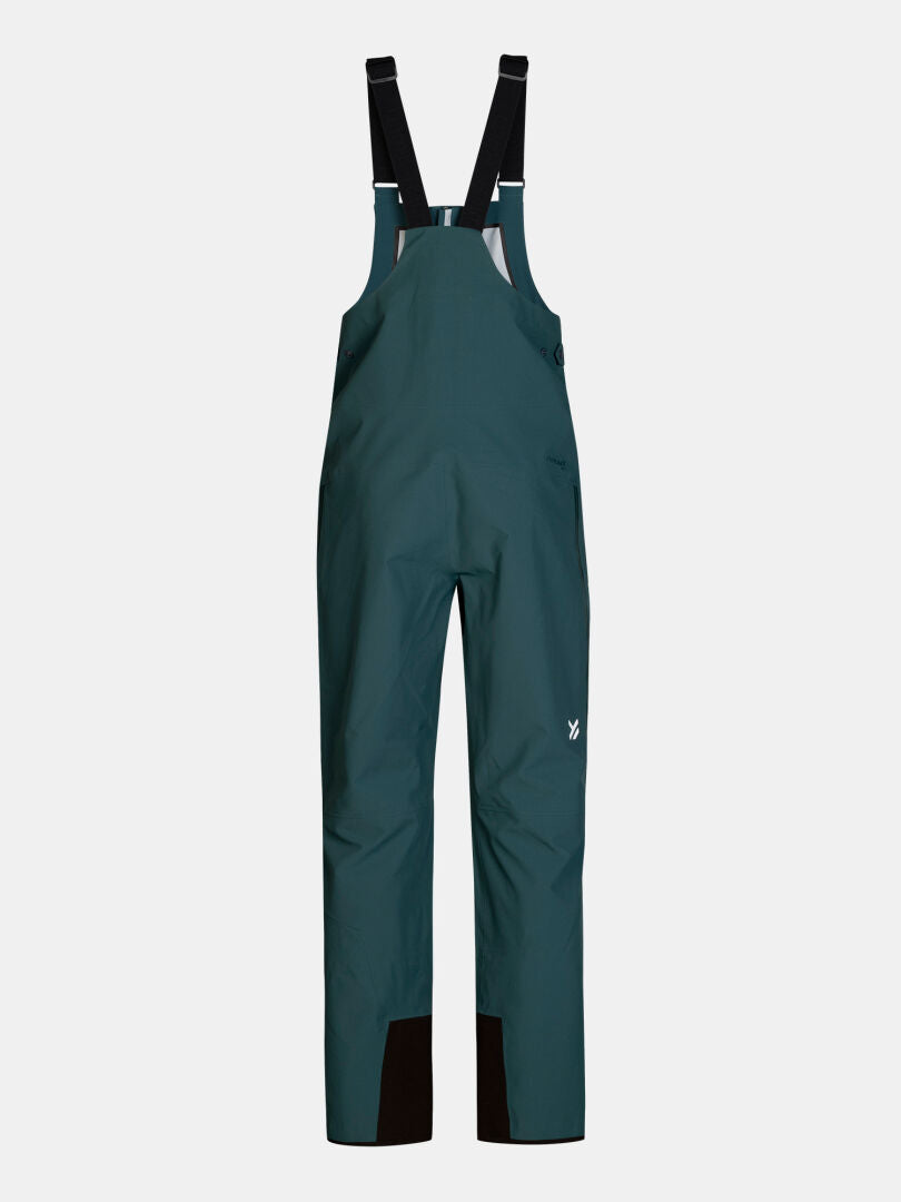 Dark teal 3-layer Rizle 3L Dx Ski Pants Unisex with black adjustable shoulder straps.