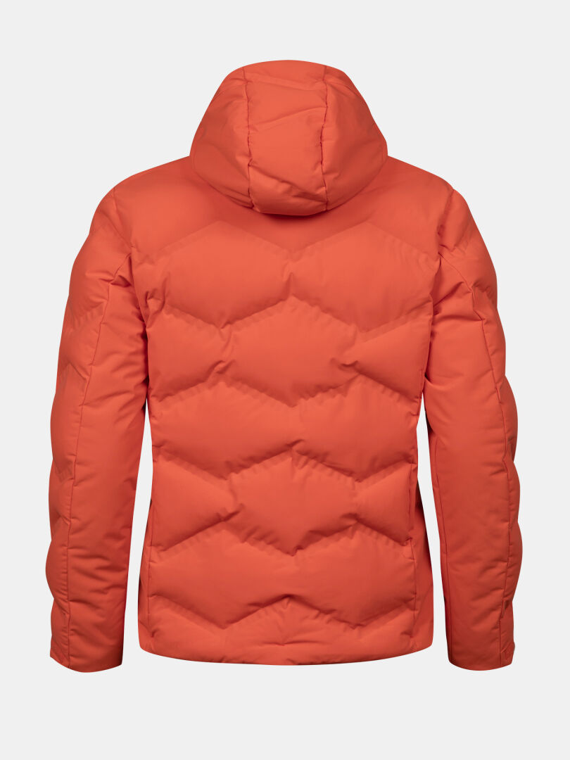 Back view of Halti Nordic Arcty II women's ski jacket in orange with quilted pattern, perfect for cold weather.