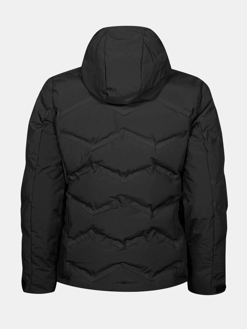 Halti Nordic Arcty II Women's Ski Jacket in black with hood, shown from the back on a light gray background.