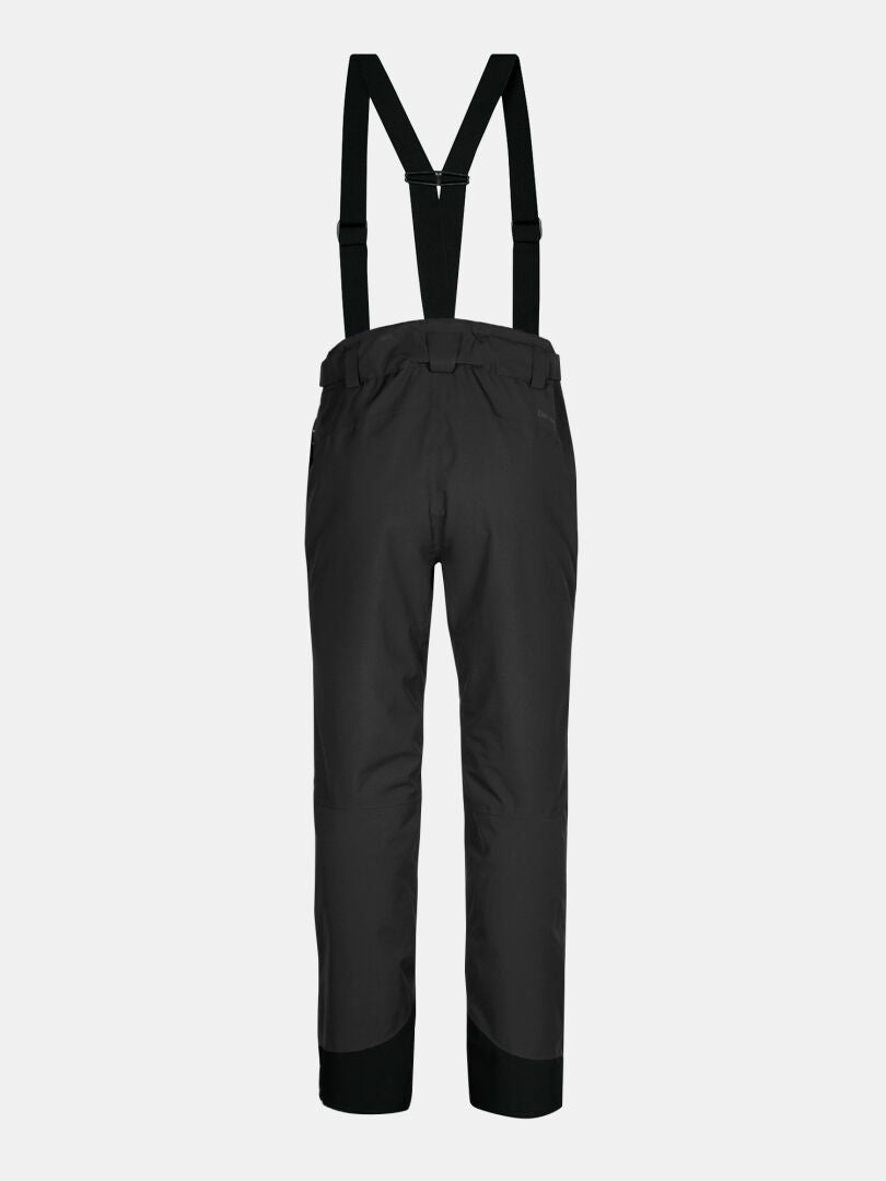 Halti Carvey II Short DX Women's Plus ski pants with suspenders, black, back view on white background.