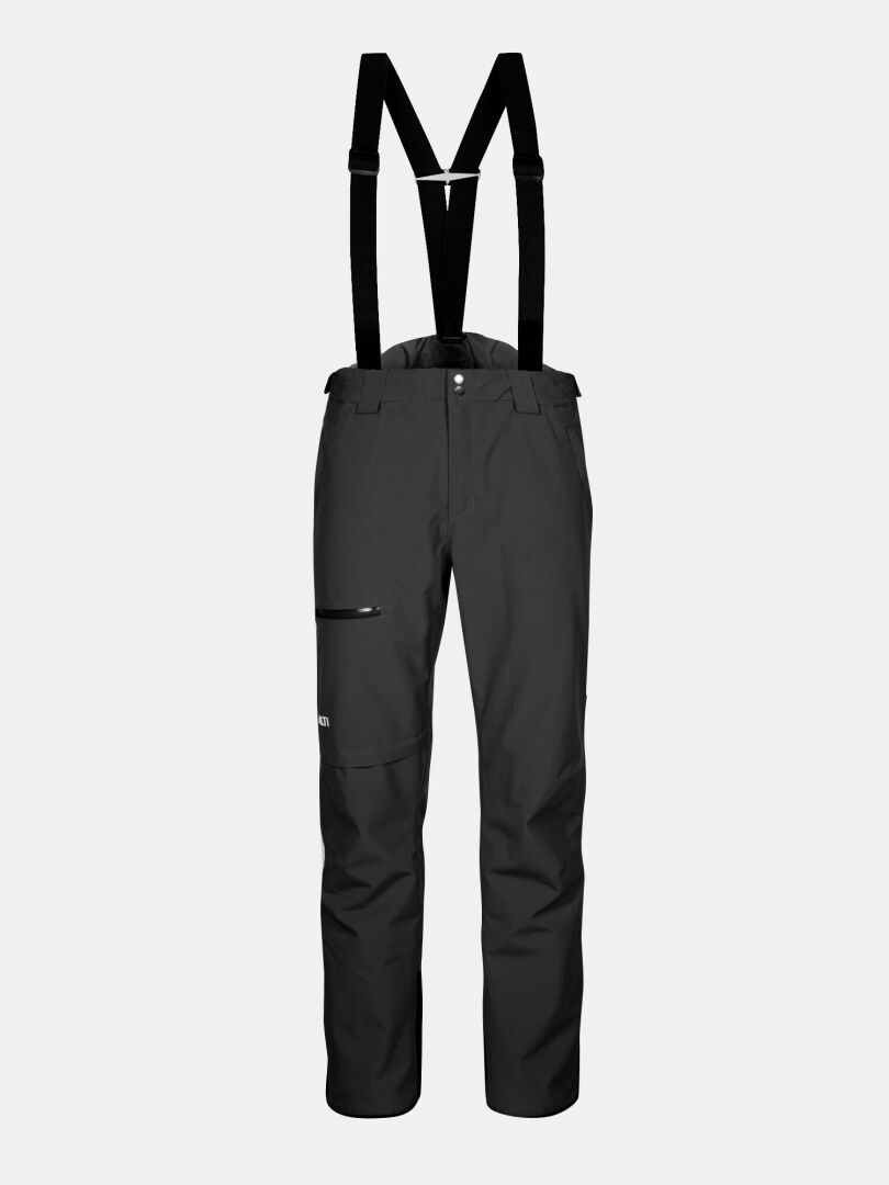 Halti Carvey II DX men's ski pants with adjustable suspenders, front button closure, and a zippered pocket.