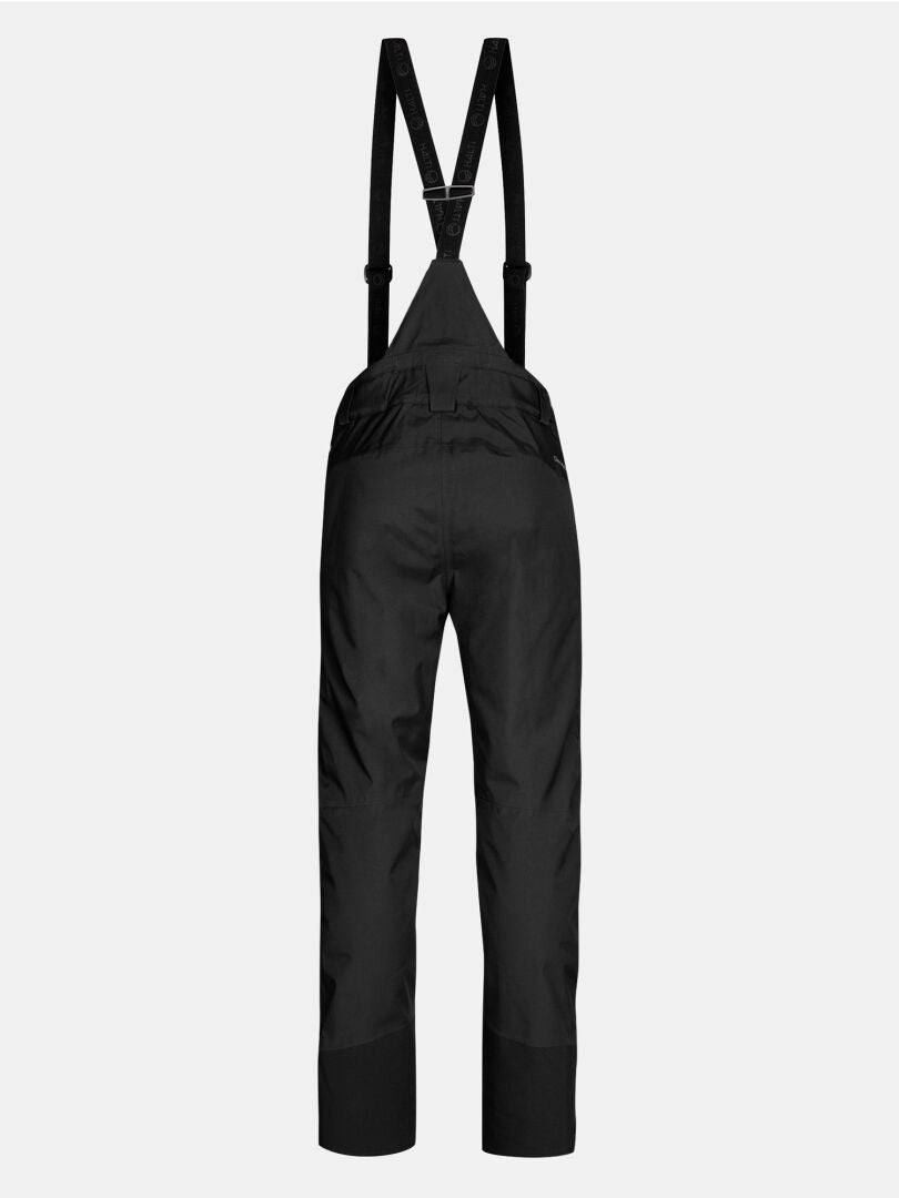 Back view of black insulated Halti Vertica II DX Ski Pants Men’s with adjustable shoulder straps.