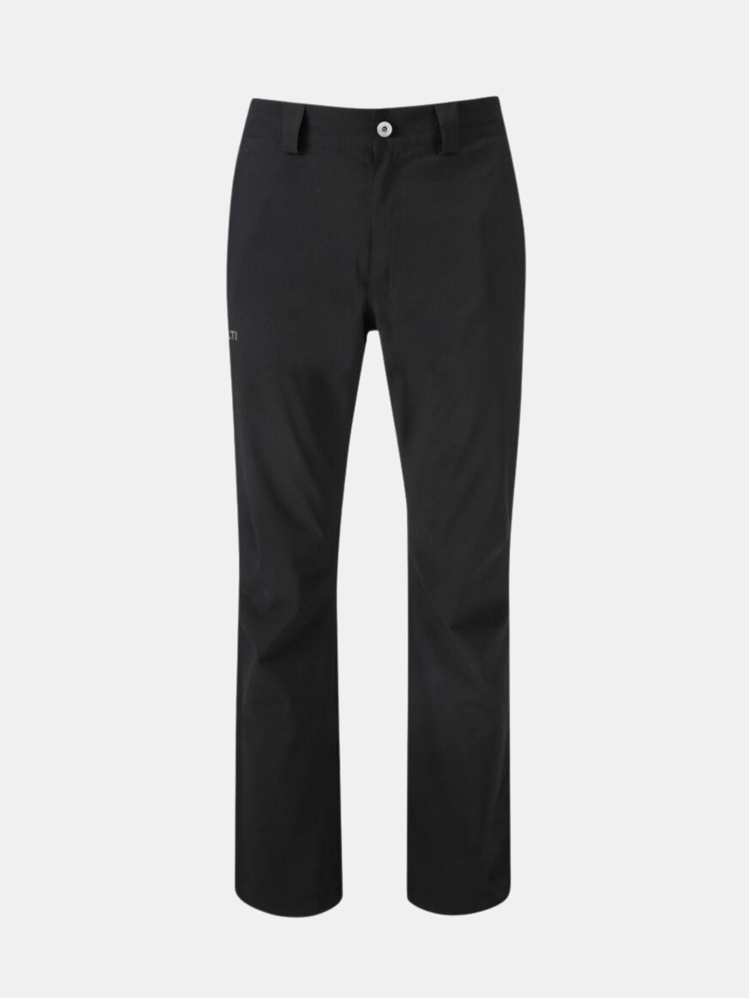 Halti Vuoksi DX Shell Pants Men's in black with belt loops and front button, shown on a plain white background.