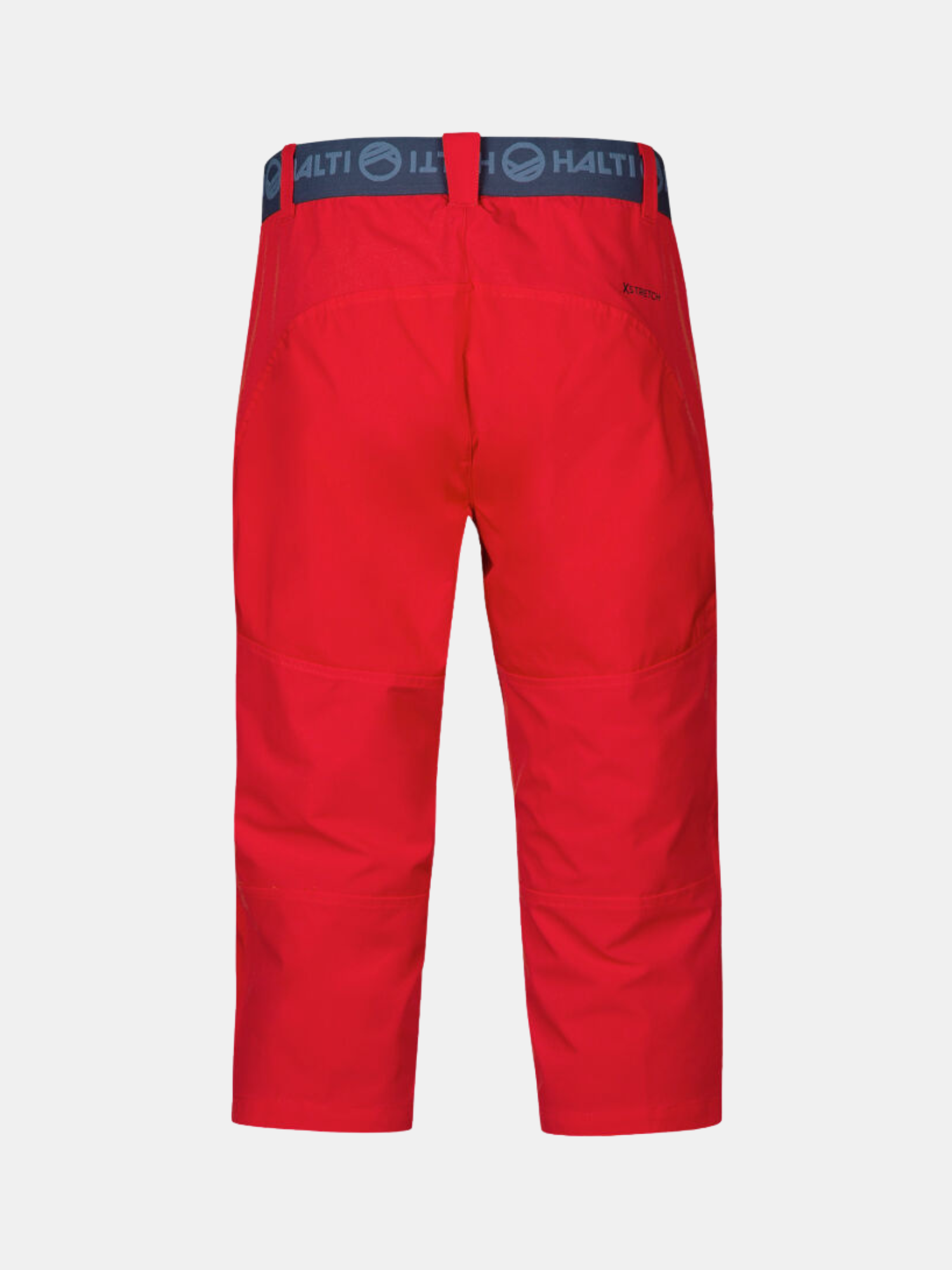 Halti Pallas Womens X-stretch Lite Capri pants shown from the back with dark branded waistband; perfect for outdoor use.