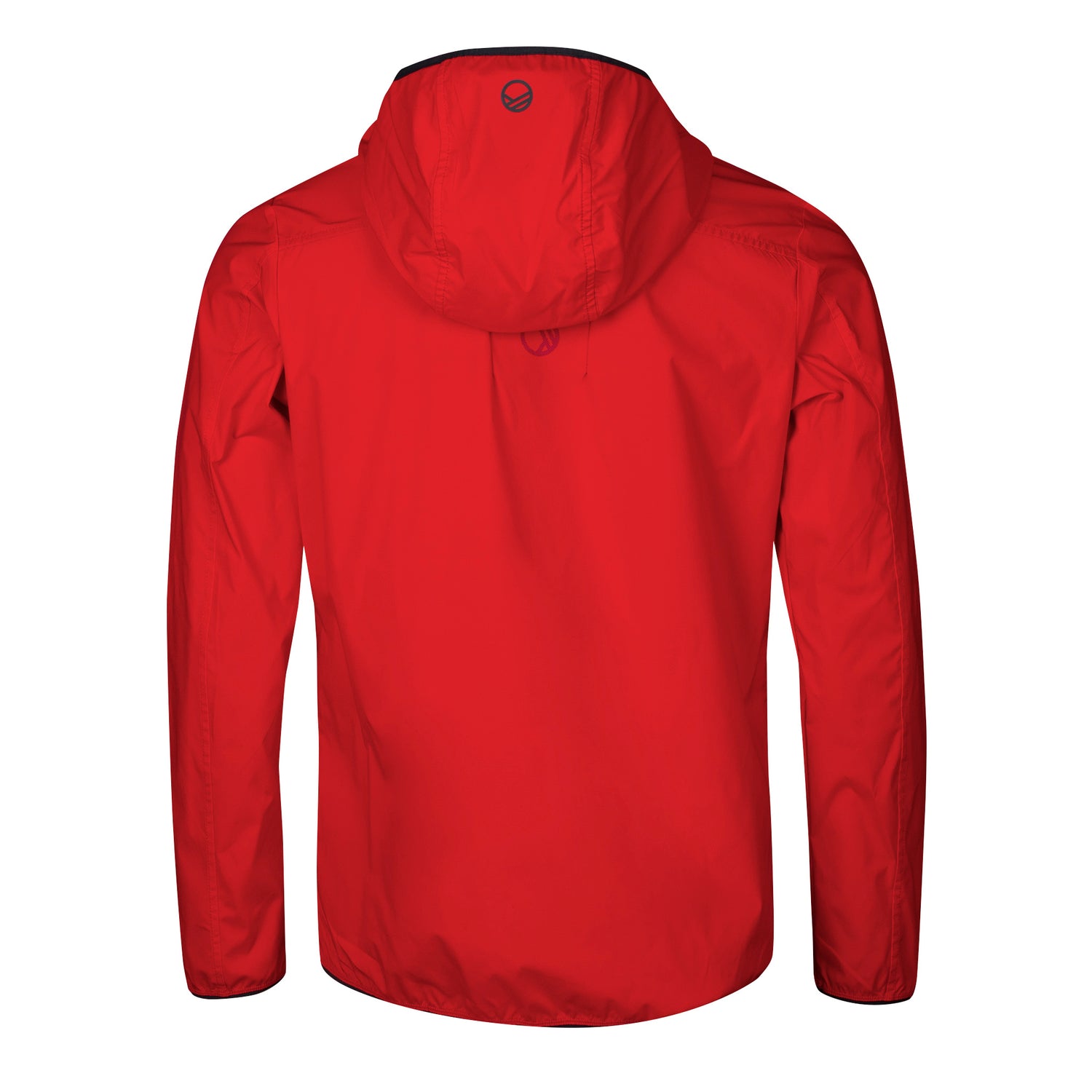 Halti Pallas Lite X-stretch men’s hiking jacket in red, shown from the back with long sleeves and a small logo at top.