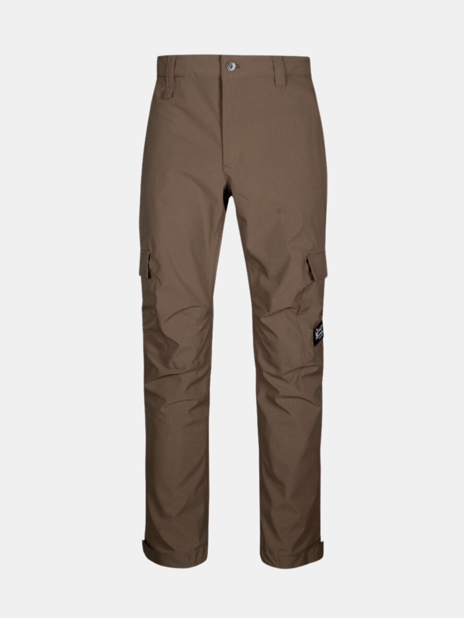 Halti Hiker II DrymaxX Shell Pants Mens: brown, front button, zip closure, flapped cargo pockets, recycled materials.