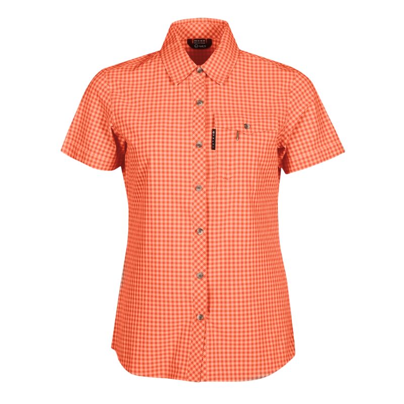 Halti Kota Short-sleeve Check Shirt Womens: Active Dry, breathable, collar, short sleeves, small chest pocket.