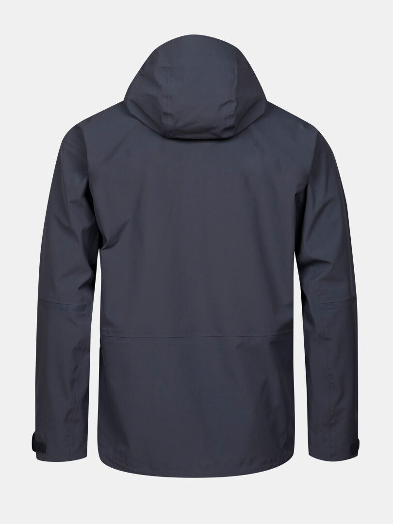 Halti Kajana 3L DX Shell Jacket Mens in dark gray, shown from the back on a plain light gray background.