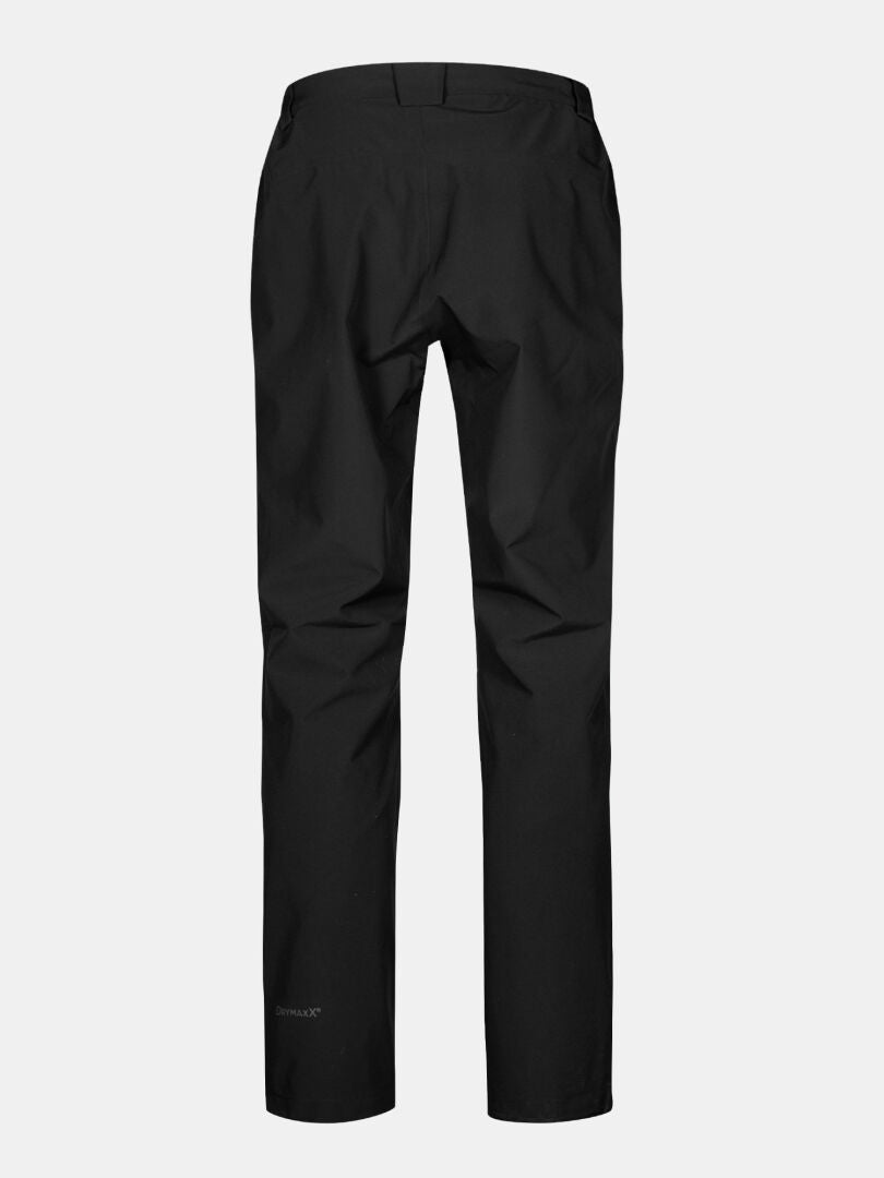 Halti Vuoksi II DX Shell Pants Men's, black straight-leg, stretch fabric, shown from the back on a light gray background.