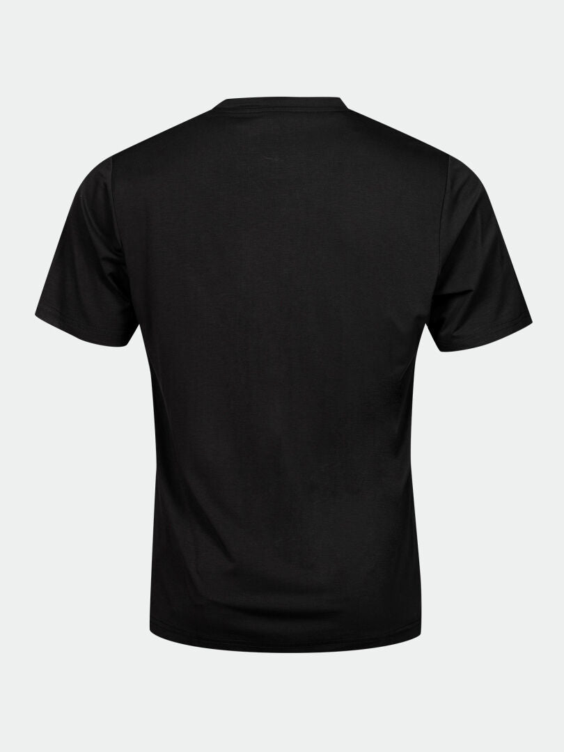 A plain black Halti Kalteva T-shirt Mens shown from the back on a light gray background.