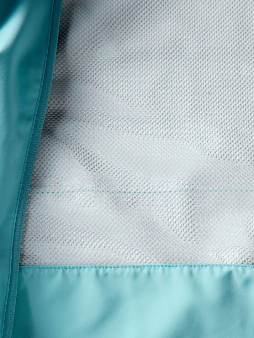 Close-up of the Halti Staala DrymaxX Shell Jacket Womens interior, featuring mesh lining and water-repellent fabric.