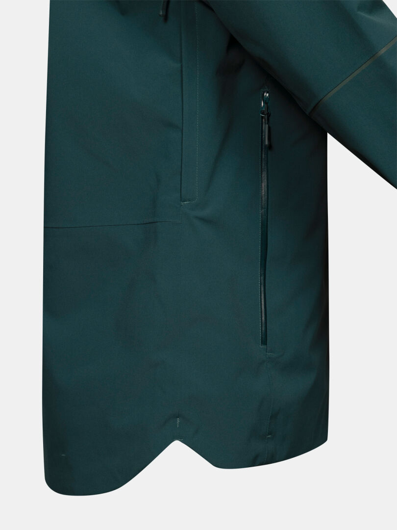 Close-up of Halti Staala DX Shell Jacket Men’s, showing zippered chest pocket and sleeve for outdoor pursuits.