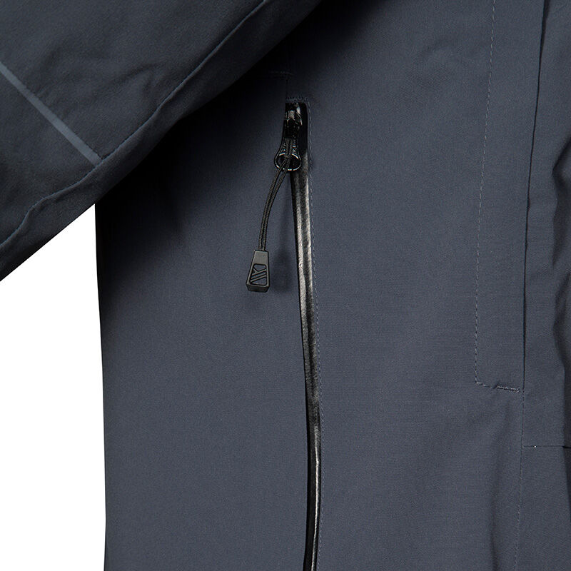 Close-up of Halti Staala DrymaxX Shell Jacket Mens sleeve with vertical zip pocket, ideal as a breathable outdoor layer.