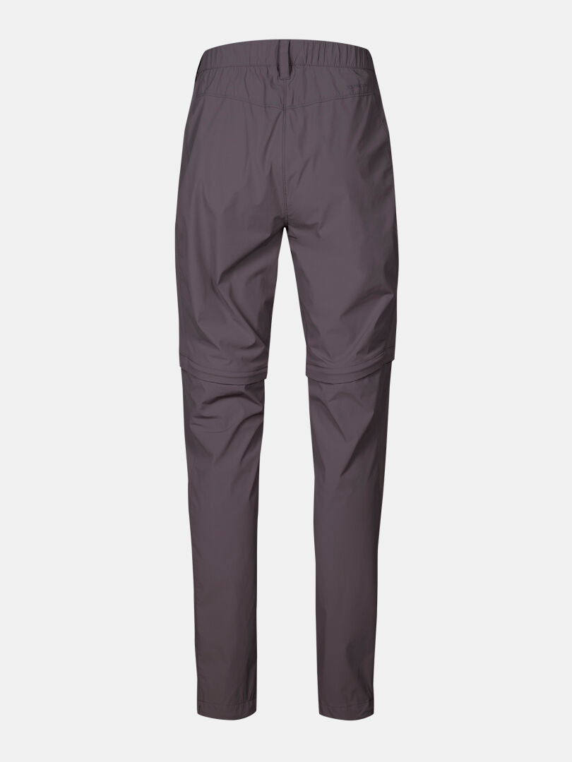 Halti Pallas Cool Stretch Zip-off Pants Women's—lightweight hiking pants with zippers above the knees, shown from the back.