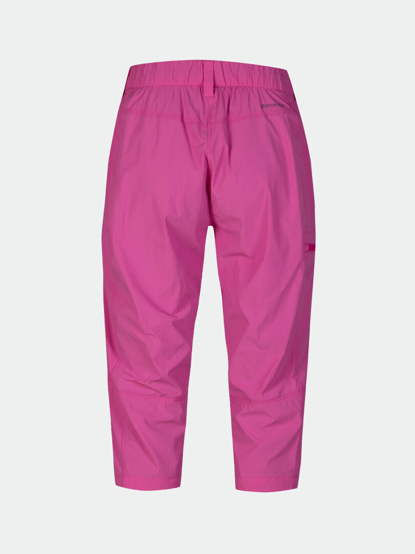 Halti Pallas Cool X-stretch womens capri pants in bright pink, featuring an elastic waist and subtle stitching details.