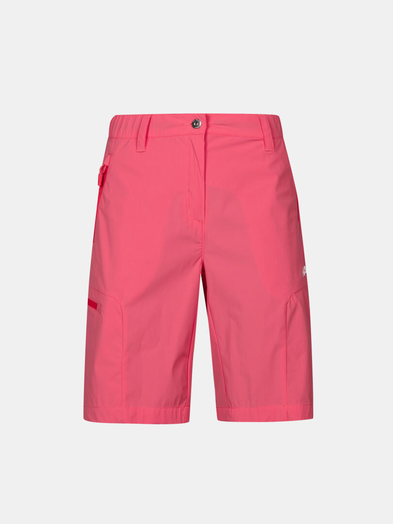 Halti Pallas Cool Shorts Women's in bright pink, quick-drying with button closure, belt loops, and side pockets.