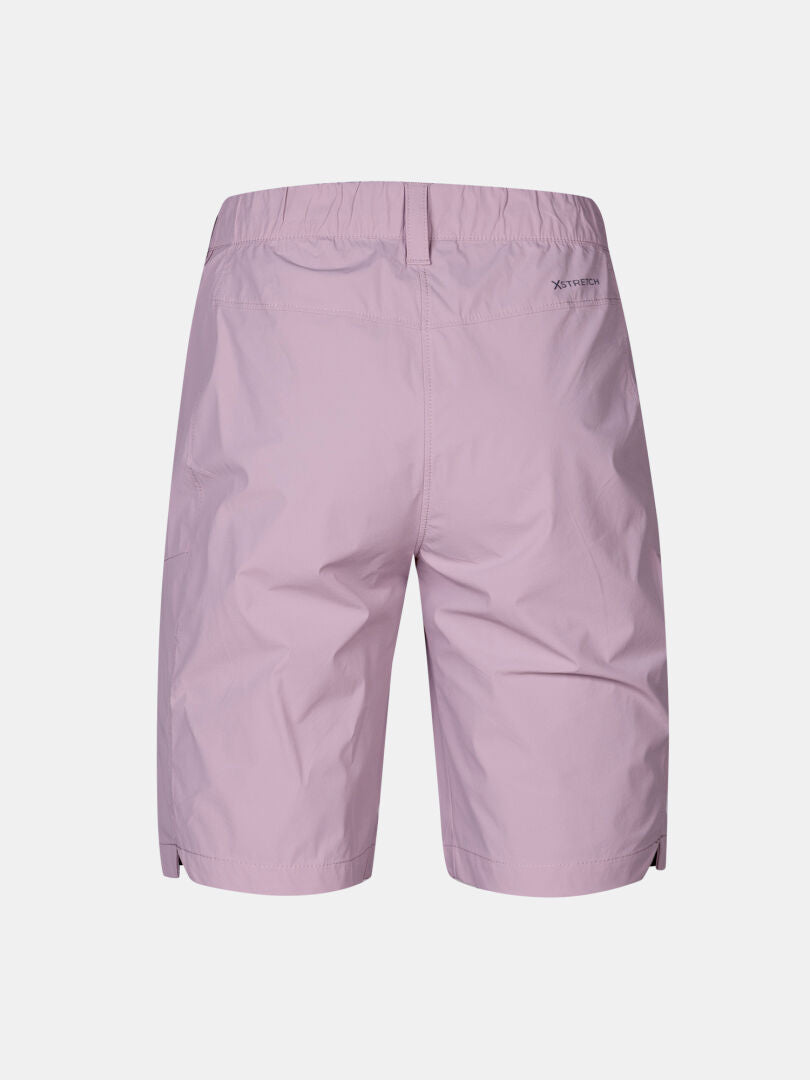 Halti Pallas Cool Shorts Women's: light purple, quick-drying shorts with elastic waistband and back pockets.