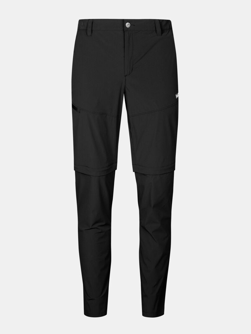 Halti Pallas Cool Stretch Zip-off Pants Men's in black, front view on a plain light gray background.
