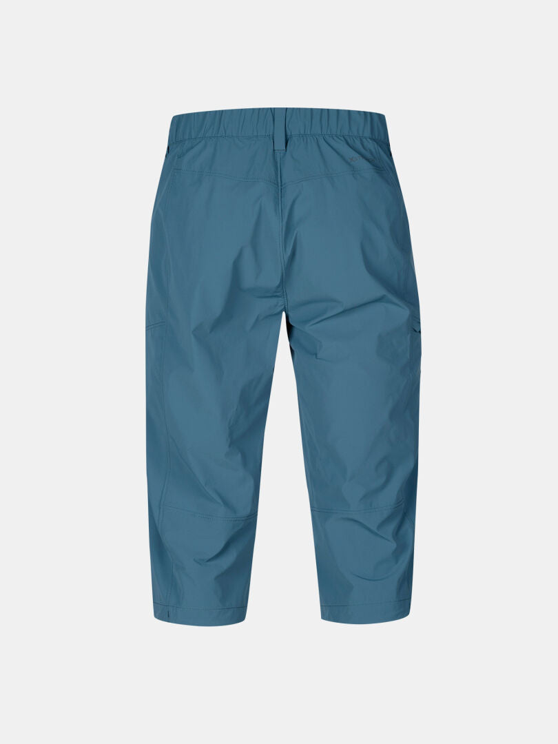 Halti Pallas Cool X-stretch Capri Pants Mens in blue, UPF 90+, shown from the back on a plain white background.