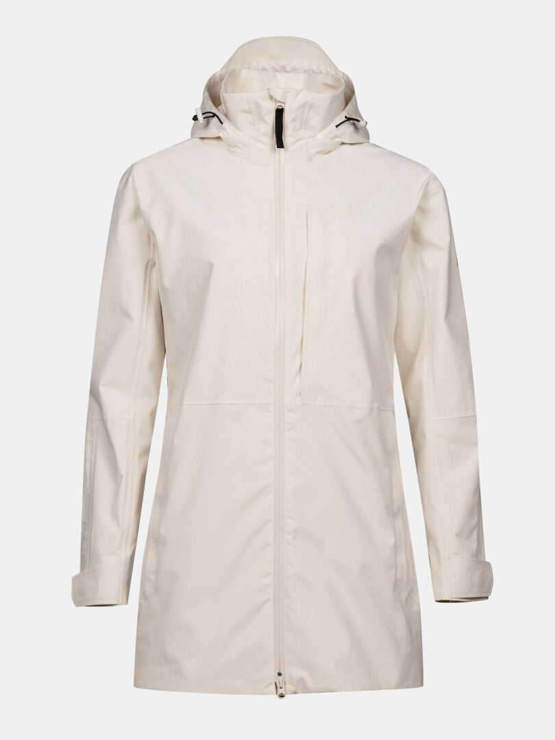 Halti Kallas DX Parka Jacket Plus Womens—cream, waterproof, hooded, zip front, pockets; shown on white background.