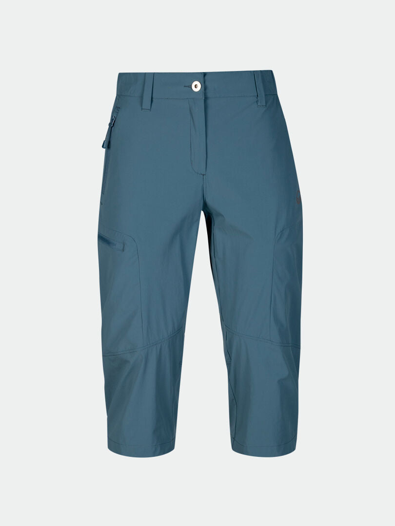 Halti Pallas Cool X-stretch Capri Pants Women's Plus, with button-zip closure and pockets, shown on a plain background.