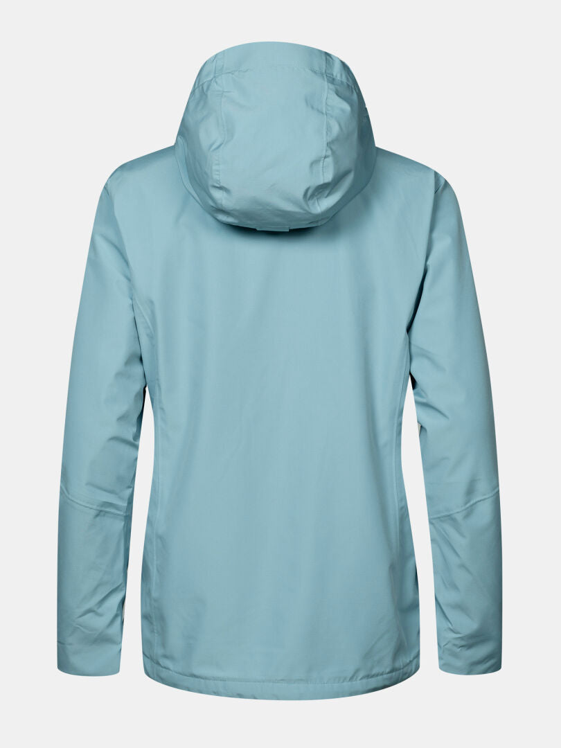 Back view of Halti Loito 3-in-1 DX Jacket Women’s; light blue, long sleeves, and smooth fabric texture.