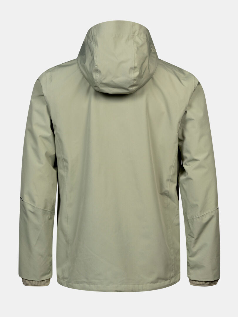 Back view of Halti Loito 3-in-1 DX Men’s Jacket in light gray, featuring long sleeves and a minimal design.