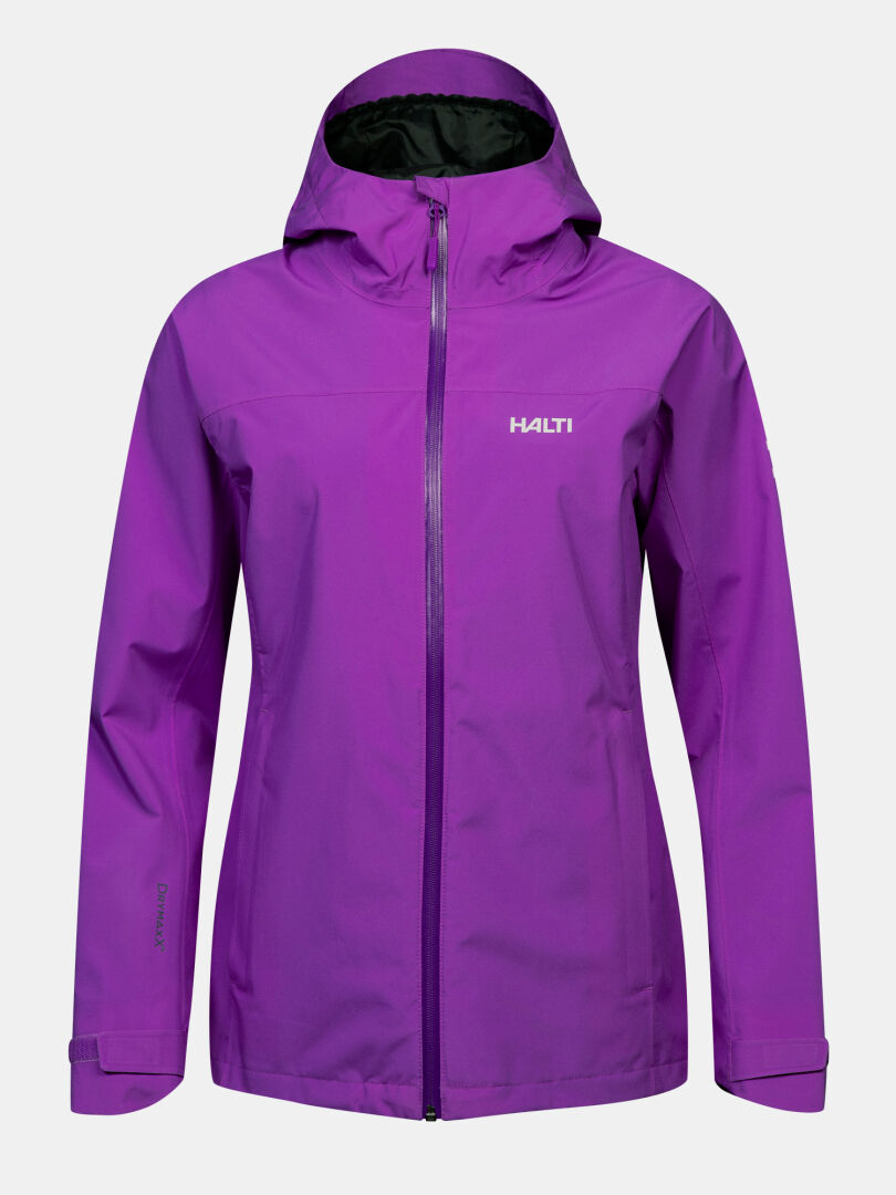 Halti’s Kaltimo DX Jacket Women’s Plus in purple features a hood and cuffs; shown on a plain background.