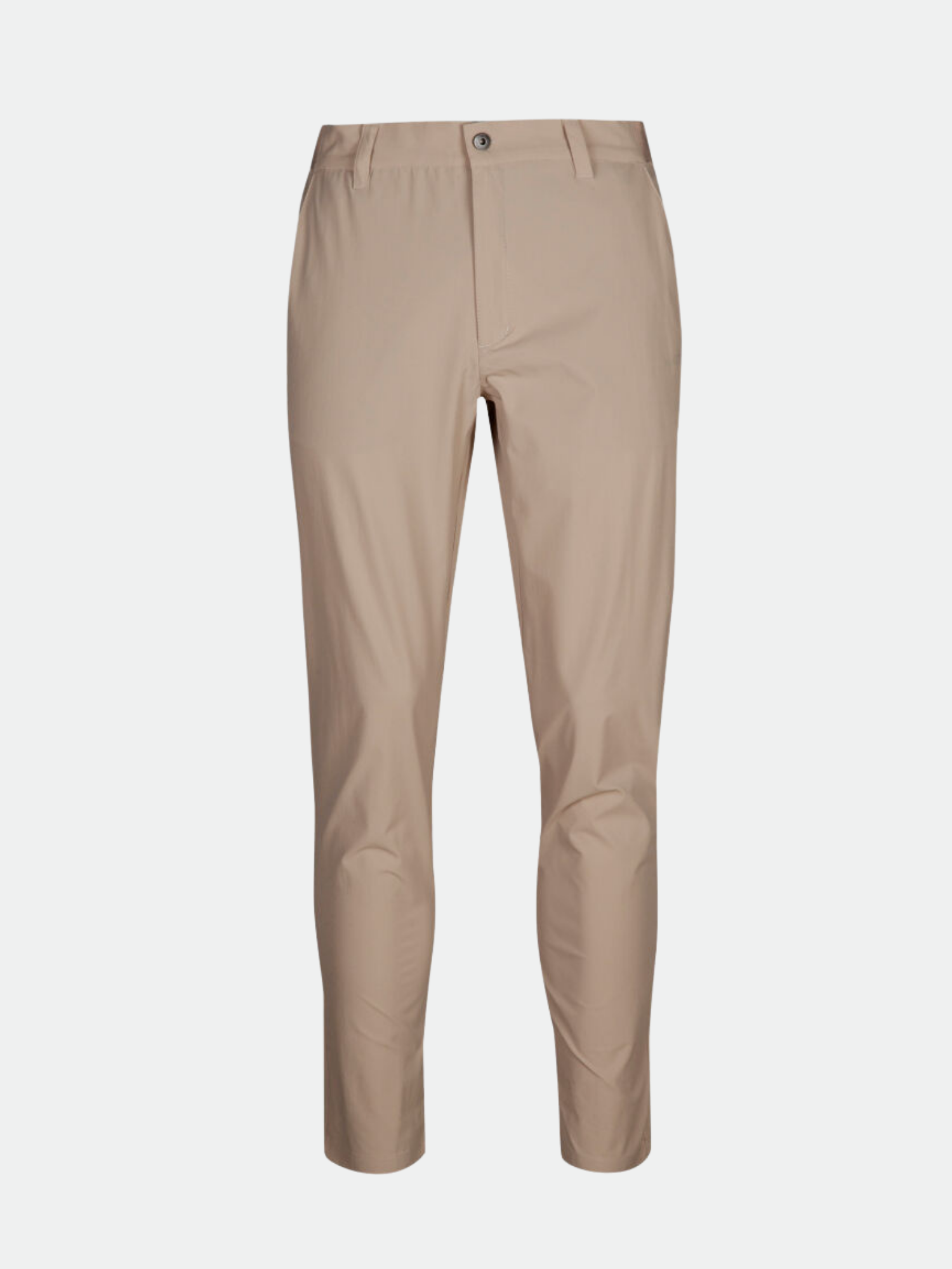 Halti Drive Mens X-stretch Chinos in beige, slim-fit, Quick Dry Stretch fabric with button and zip closure.