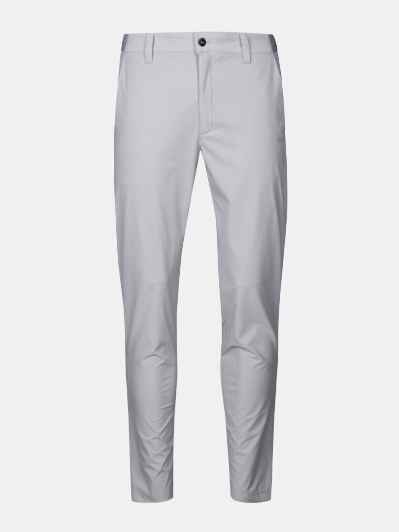 Halti Drive X-stretch Chinos Men's are light gray, straight-leg golf pants made from quick-dry stretch fabric.