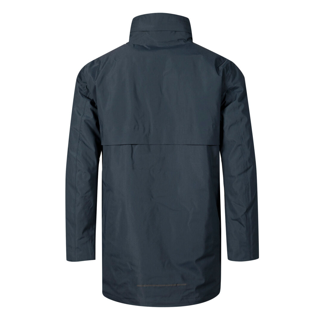 A dark blue Halti Synkas 3in1 DrymaxX Parka Mens, shown from the back with a high collar, no visible logos or patterns.
