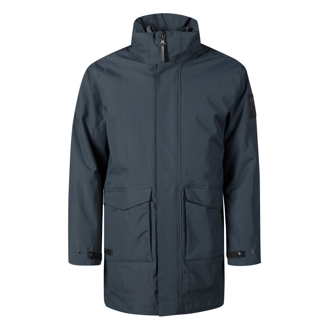 Halti Synkas 3in1 DrymaxX Parka Mens: dark gray, hooded, front zipper, high collar, large pockets, adjustable cuffs.