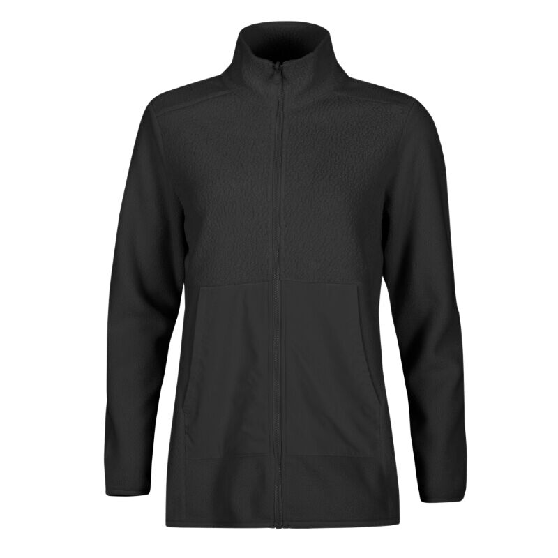 The Halti Synkas Fleece Jacket Womens features long sleeves, a high collar, and two pockets—an outdoor must-have.