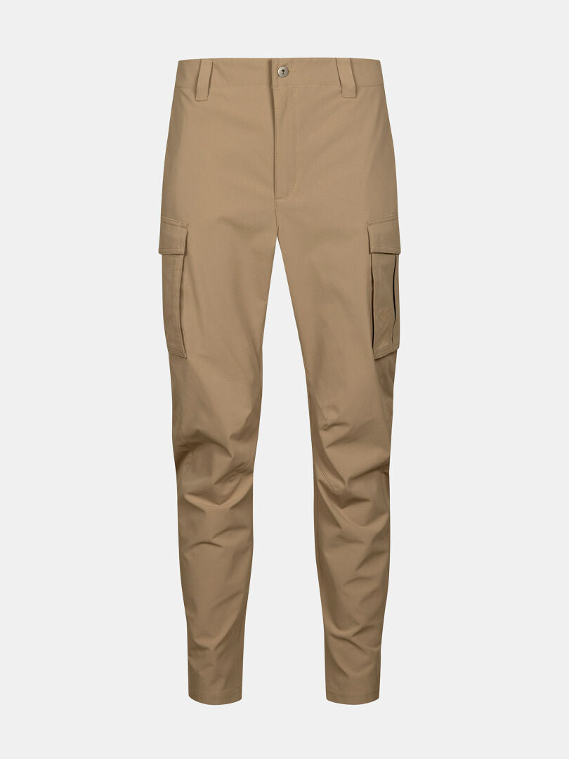 Halti Roams Cargo Pants Mens: khaki, straight leg, side pockets, button closure—Nordic function on white background.