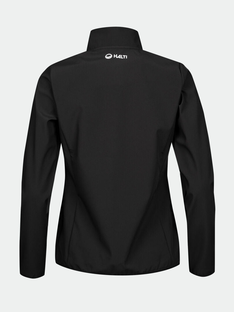 The Halti Wedge Softshell Jacket Womens shown from the back features a small white Halti logo below the collar.