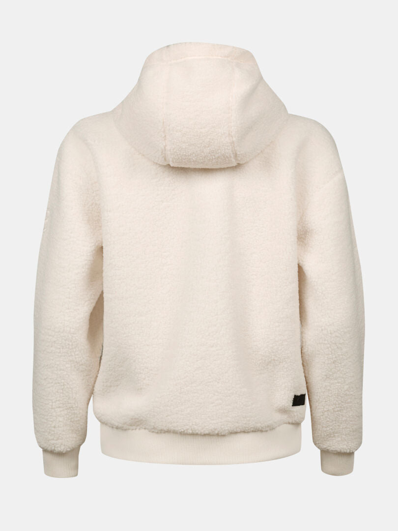 Back view of the Halti Lykky Fleece Jacket Womens in cream, made from recycled polyester—ideal for daily wear.