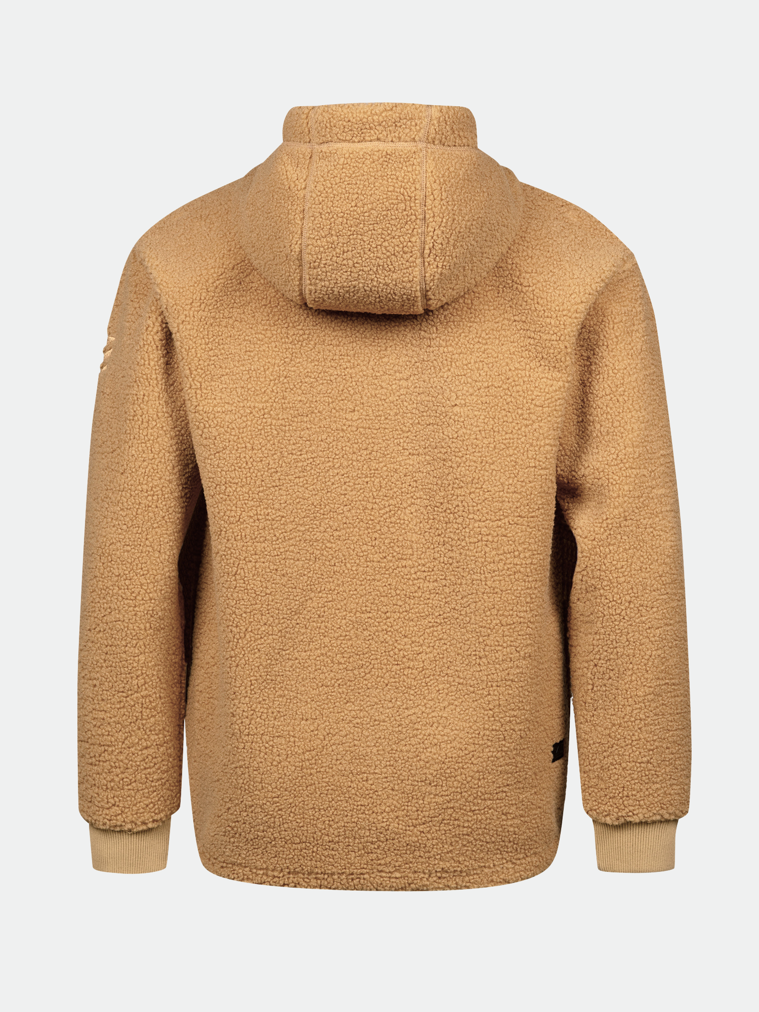 Halti Lykky Fleece Jacket Men's in tan, back view with ribbed cuffs; recycled polyester fleece, no visible logos.