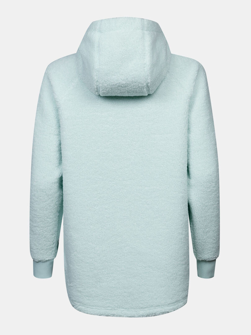 Halti Lykky Fleece Pullover Women’s, light blue, shown from the back with long sleeves and ribbed cuffs.