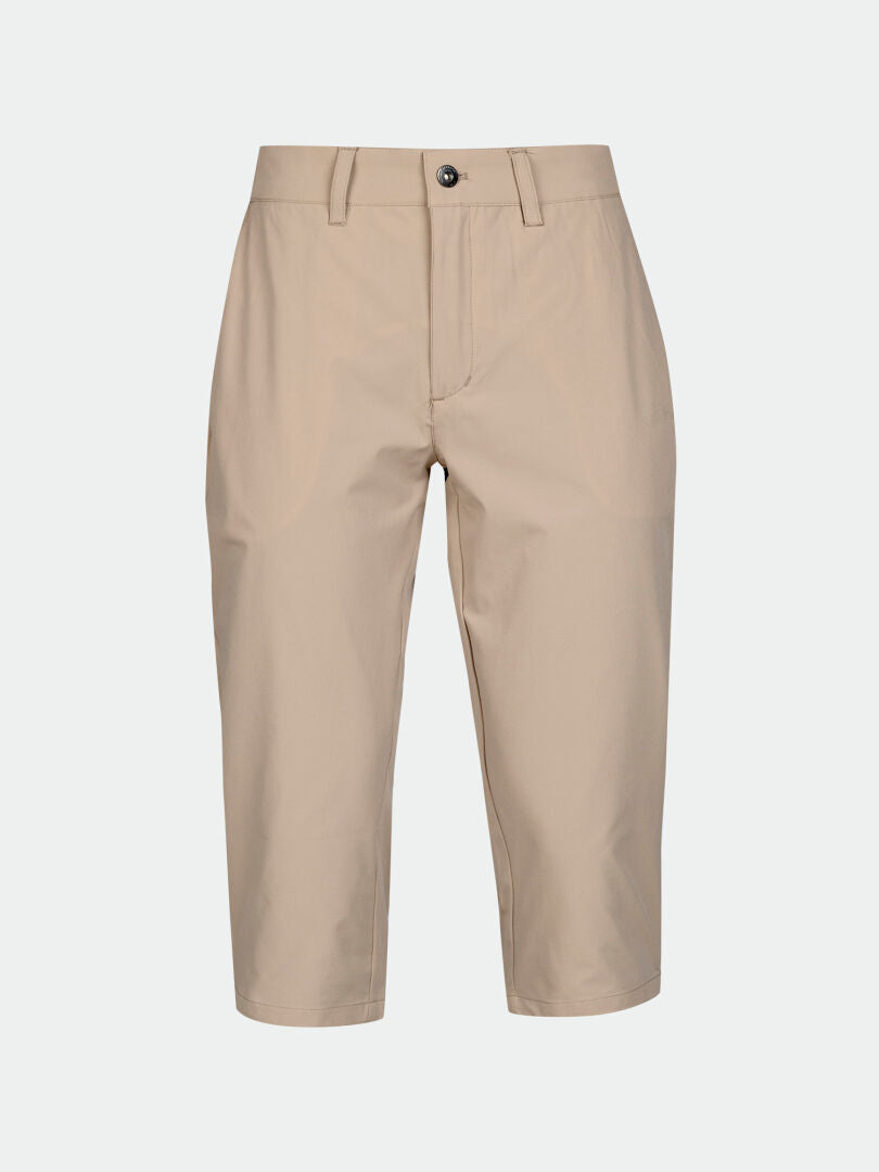 Halti Drive X-stretch Capri Pants Womens Plus in beige, with stretch fabric, front pockets, and belt loops.