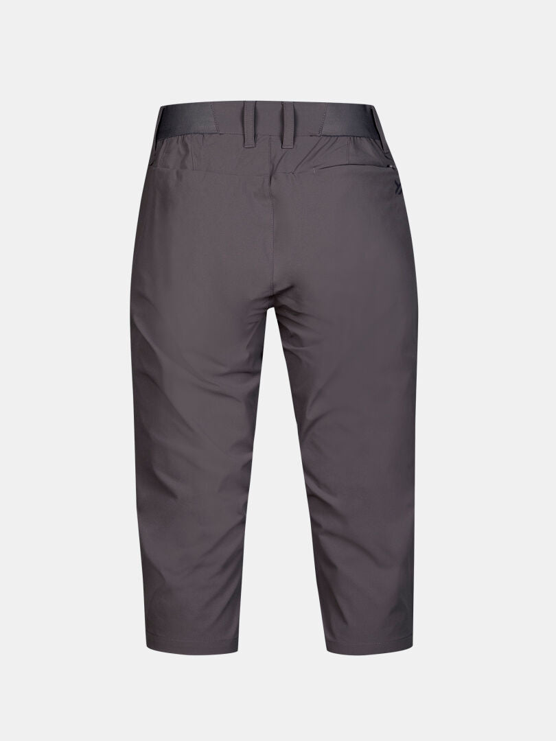 Back view of Halti Drive X-stretch Capri Pants Women's Plus with belt loops and flat waistband in stretch fabric.